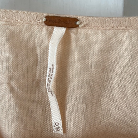 Free People Don’t Mind If I Do Midi Dress Size XS Peach Wrap Cotton Linen Mix - Picture 9 of 11
